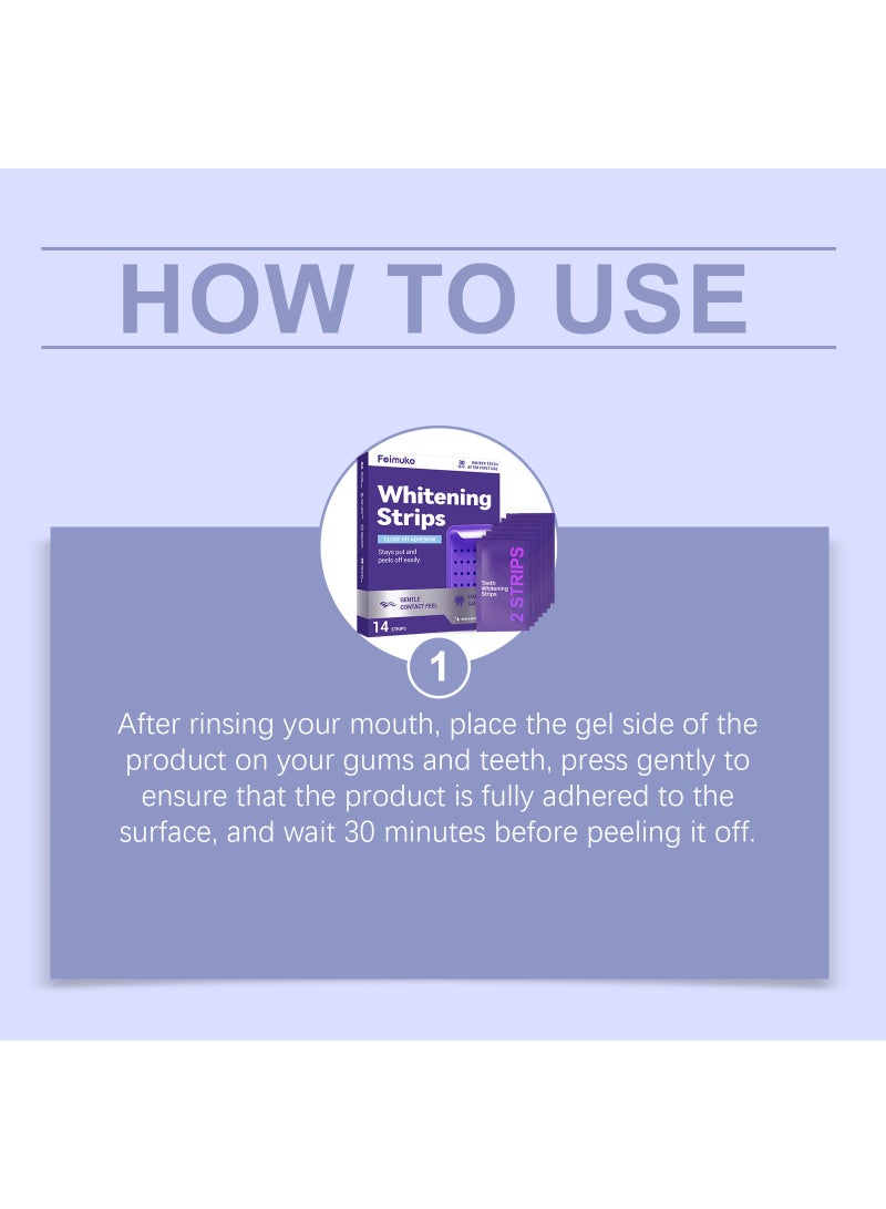 Feimuko White Teeth Whitening Strips, Fast Effective  Significant Brightening Portable Easy to Use 14 Pairs - Image 3